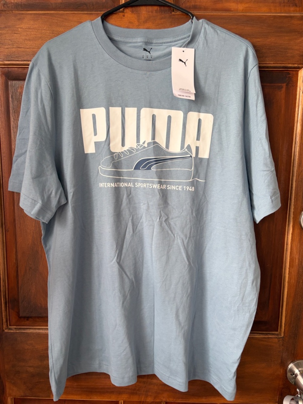 Puma Light Blue Short Sleeve Tee with White Logo